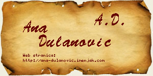 Ana Dulanović vizit kartica
